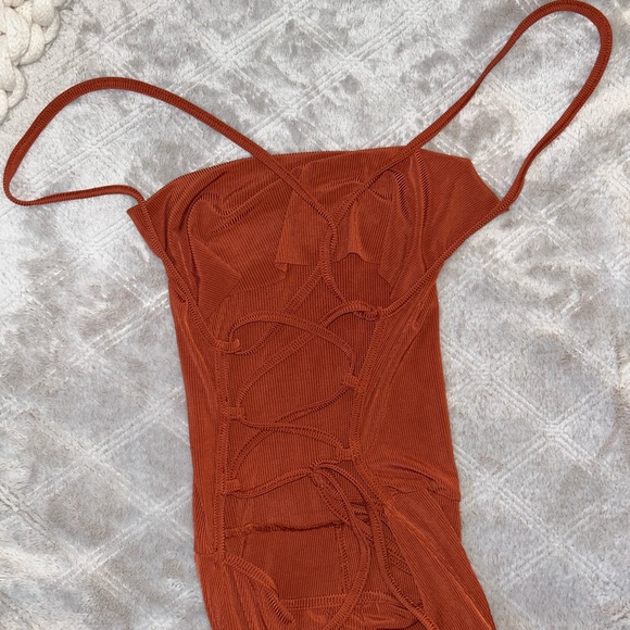 SHEIN Lace Up Tied Backless Wide Leg Jumpsuit - Picture 5 of 5